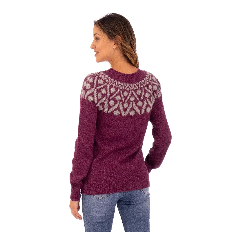 Novica Handmade Burgundy Geometry 100% Sweater