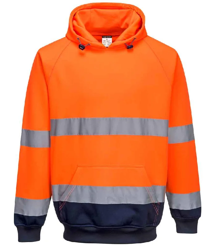 Portwest Hi-Vis Two Tone Hooded Sweatshirt | Orange/Navy