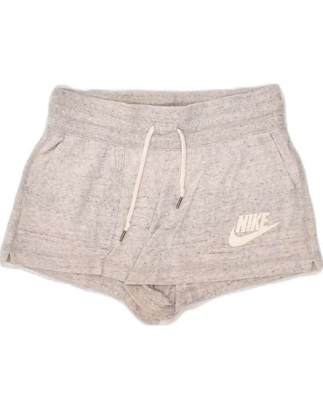 NIKE Womens Sport Shorts UK 8 Small Grey Cotton