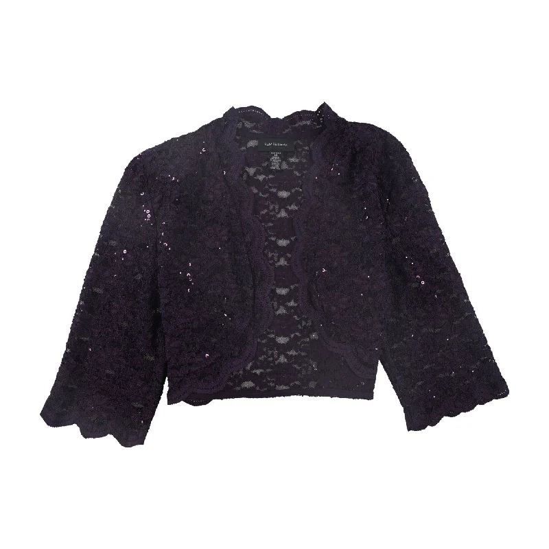 R&M Richards Womens Lace Cardigan Sweater, Purple, 14