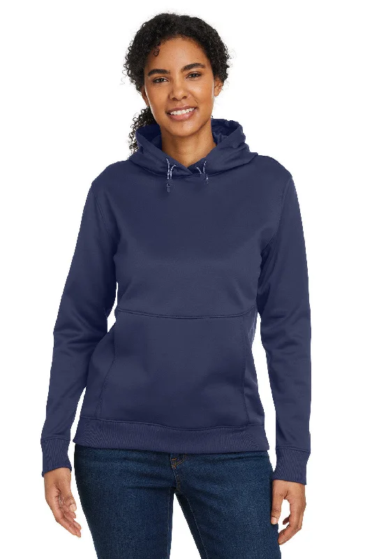 Under Armour Womens Storm Armourfleece Water Resistant Hooded Sweatshirt Hoodie w/ Pouch Pocket - Midnight Navy Blue