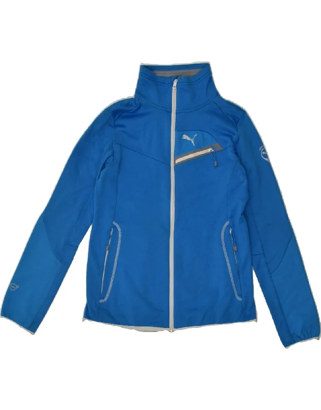 PUMA Womens Tracksuit Top Jacket UK 14 Large  Blue Polyester