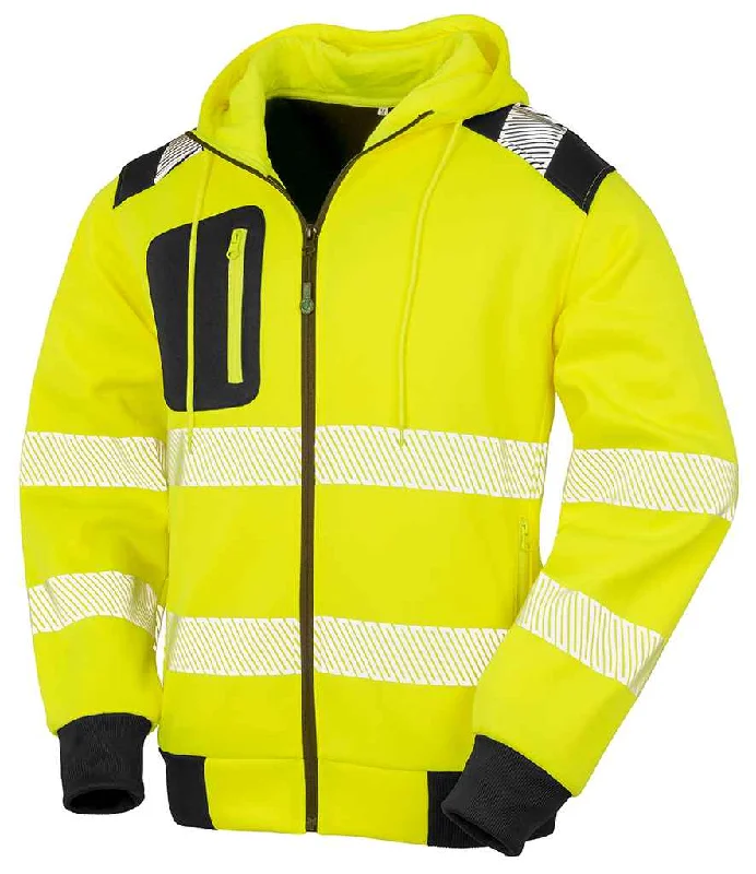 Result Genuine Recycled Safety Zip Hoodie | Fluorescent Yellow