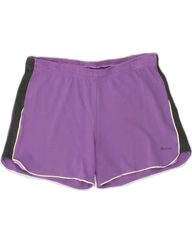 REEBOK Womens Sport Shorts UK 12-14 Medium Purple Polyester