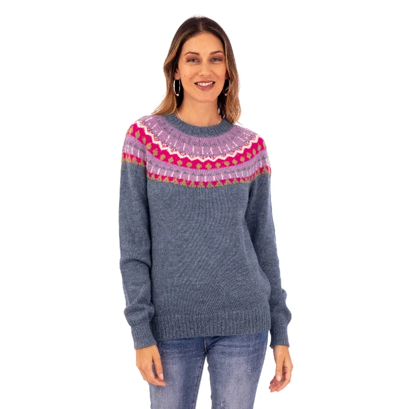 Novica Handmade Winter Skyline 100% Pullover Sweater