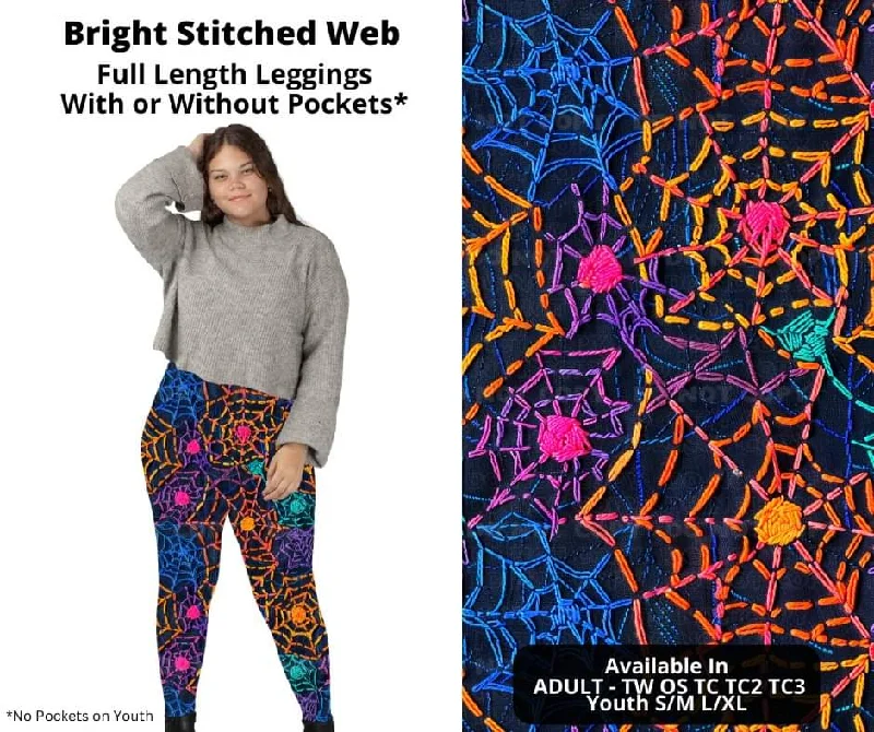 Bright Stitched Web Full Length Leggings w/ Pockets