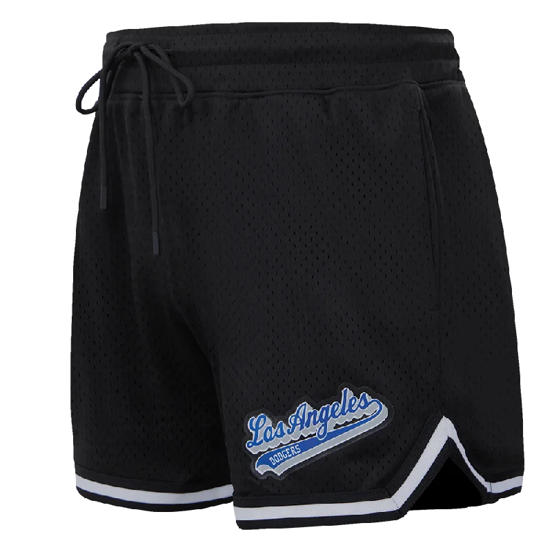 MLB LOS ANGELES DODGERS SCRIPT TAIL WOMEN'S MESH SHORT (BLACK)