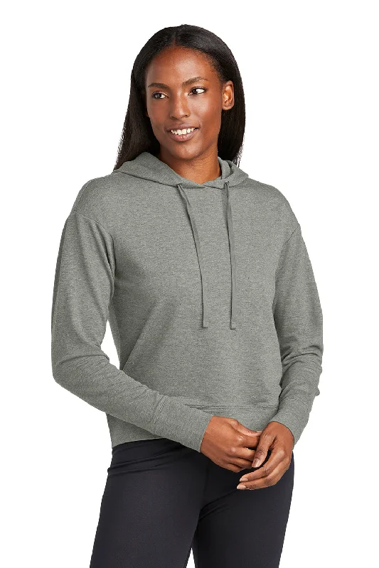 Sport-Tek Womens Sport-Wick Moisture Wicking Flex Fleece Hooded Sweatshirt Hoodie - Heather Light Grey