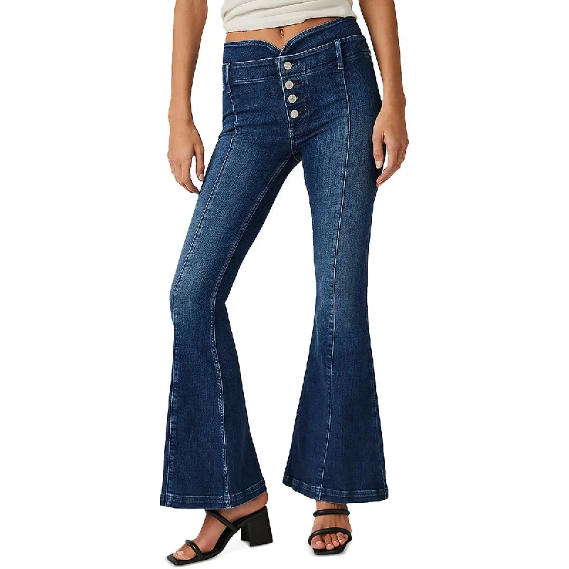 We The Free Womens Mid-Rise Faded Flare Jeans