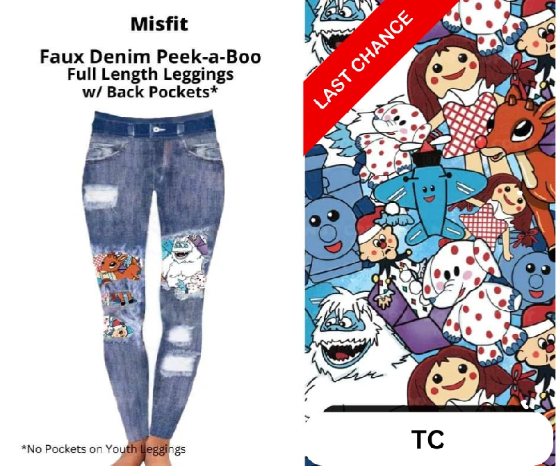 Misfit Faux Denim Full Length Peekaboo Leggings