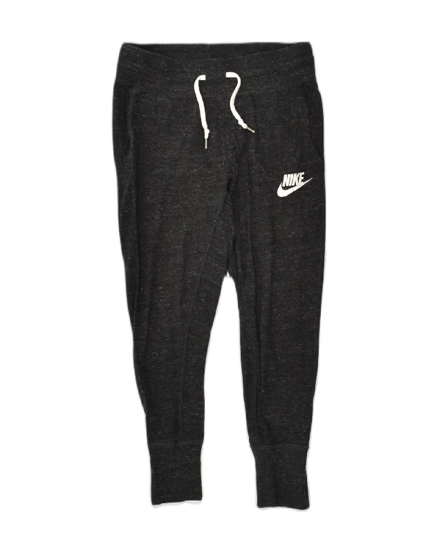 NIKE Womens Tracksuit Trousers Joggers UK 6 XS Grey Flecked Cotton