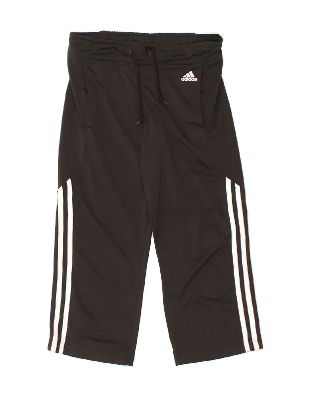 ADIDAS Womens Capri Tracksuit Trousers UK 6 XS  Black Polyester