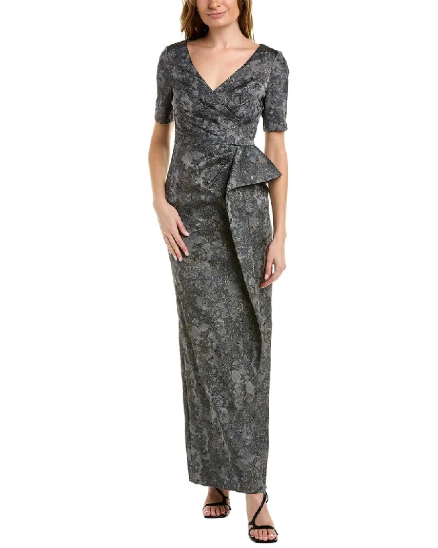 Aidan Mattox V-Neck Elbow Sleeve Gown