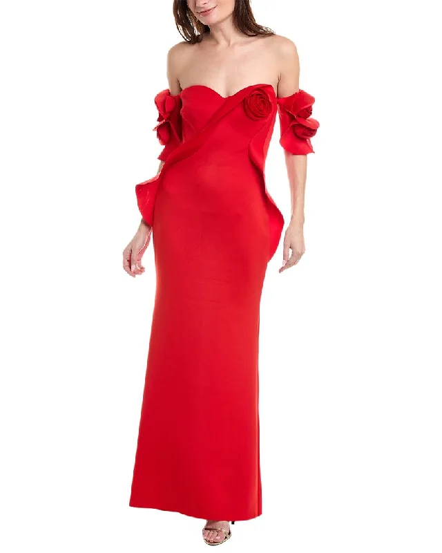 Badgley Mischka Rose Off-The-Shoulder Gown