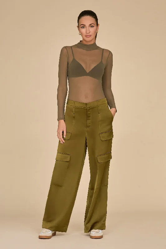 Milan Satin Cargo Pant - Olive