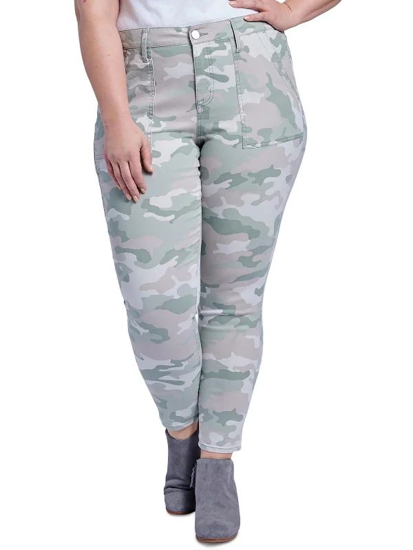 Plus Womens High Rise Camouflage Skinny Pants