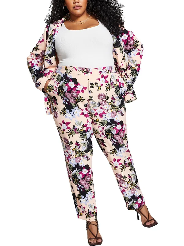 Plus    Womens High Rise Floral Skinny Pants