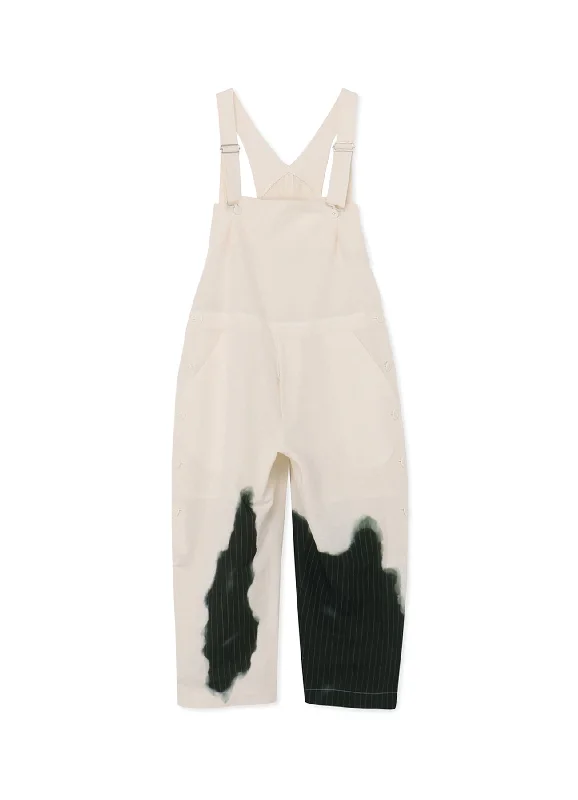 LINEN/COTTON OVERALLS WITH PARTIAL PINSTRIPE PATTERN